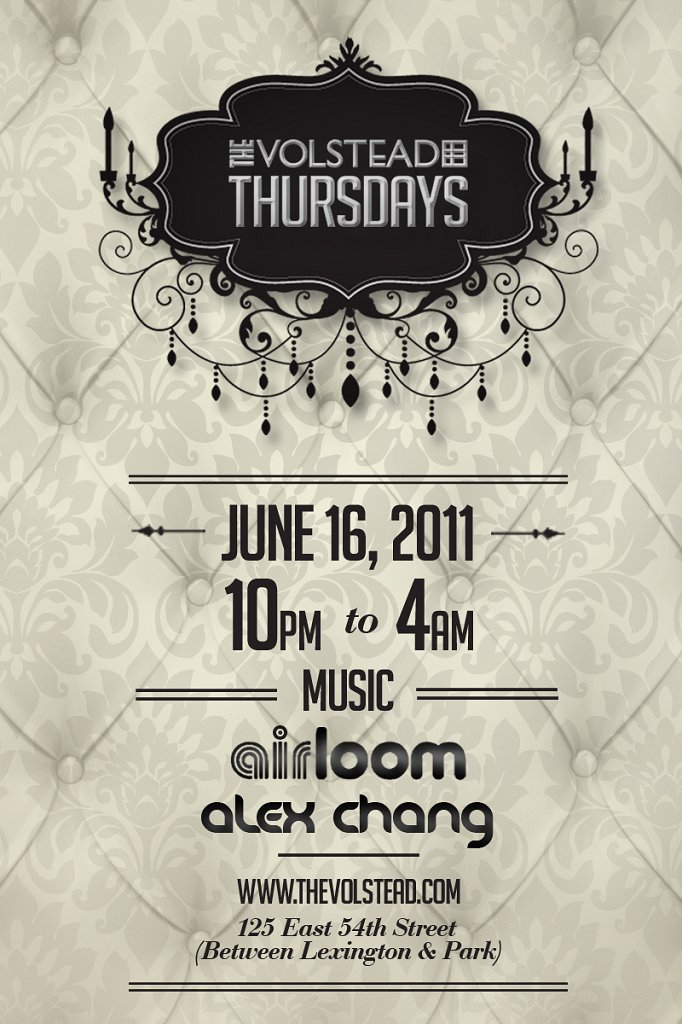  ... Thursdays feat Airloom & Alex Chang at The Volstead, New York